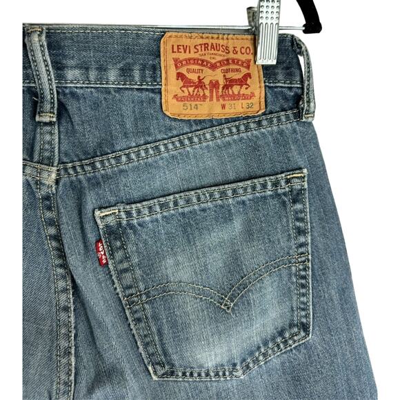 Levi's 514 Men's Slim Fit Straight Leg Stretch Blue Denim Jeans 31x32 - Picture 3 of 5